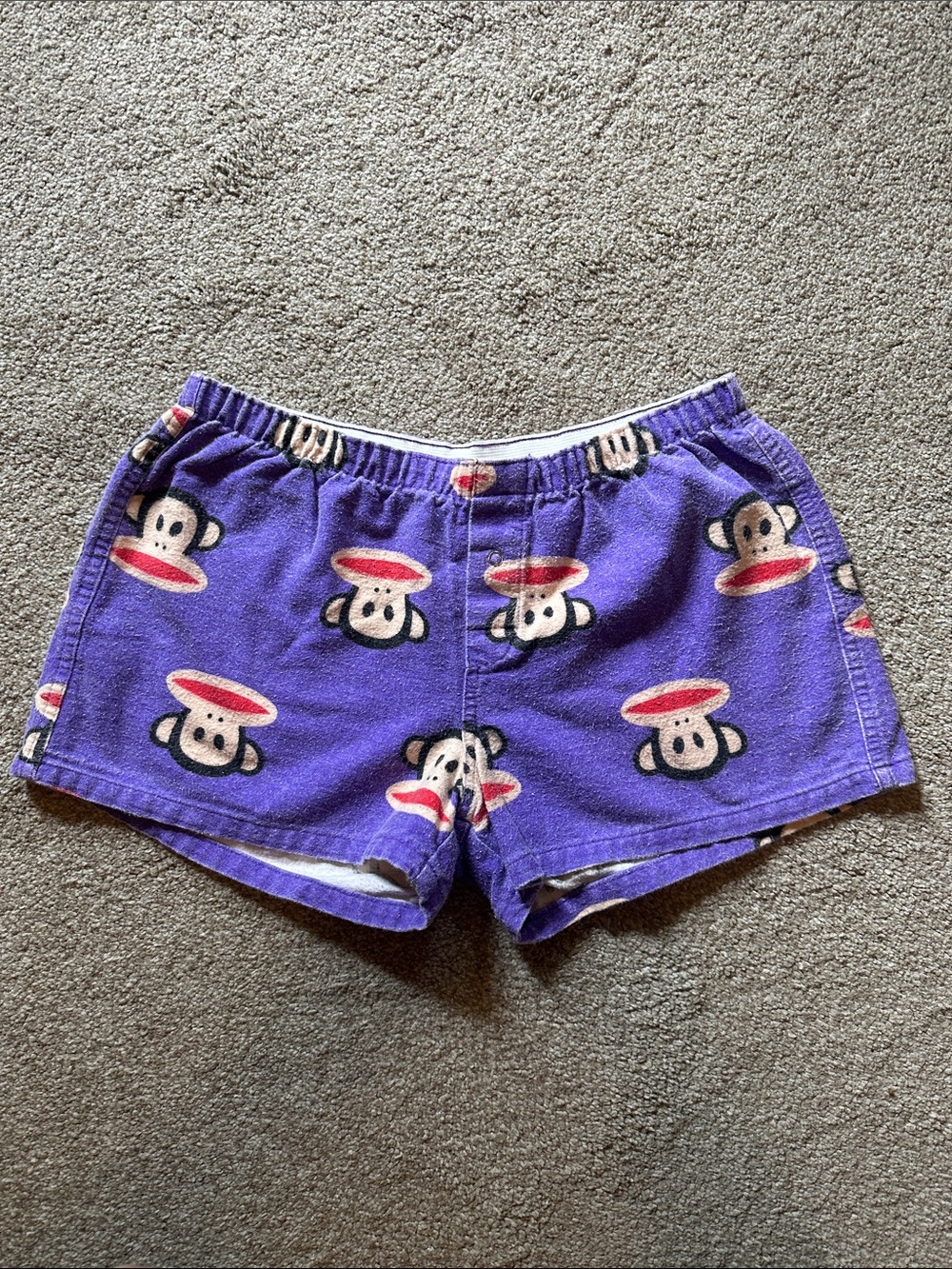 Paul Frank Purple Julius Flannel Lounge Shorts Sz Small